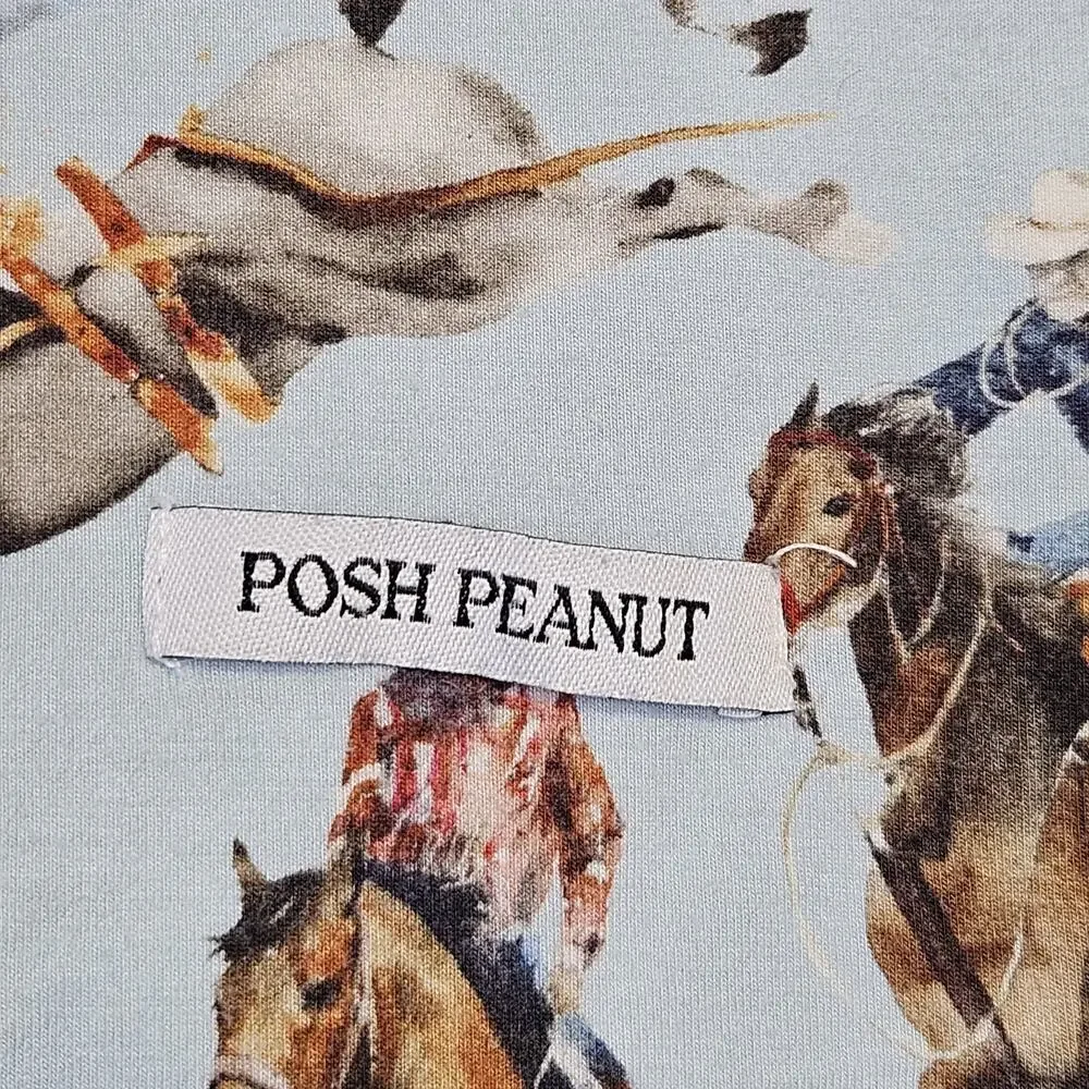 Posh Peanut Clint Swaddle Blanket Bamboo Western Cowboy Horse Nursery Boy Blue